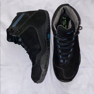 Black and teal hiking style boots